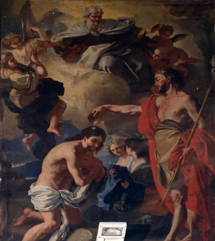 Battesimo di Gesù Cristo in olio su tela